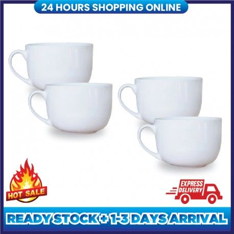 MyMug Malaysia Oversized Ceramic Coffee Mug for Cappuccino,Latte,Hot Cocoa,Soup Mug,Cereal or Mee Maggie 19 Oz(4 pc)