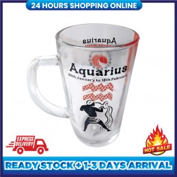 Zodiac Glass Mug -Aquarius (LOCAL READY STOCK)